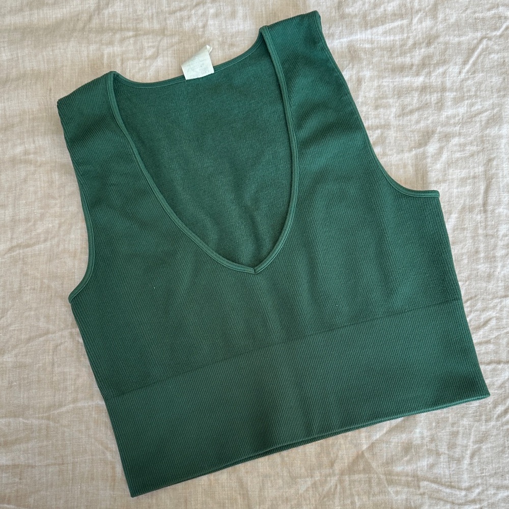 Forest Green V-Neck Women's Tank Top
